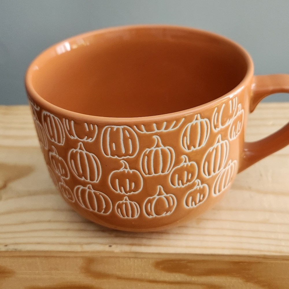 Fall Pumpkin Oversized Ceramic Terracotta Color Mug - Picture 5 of 15